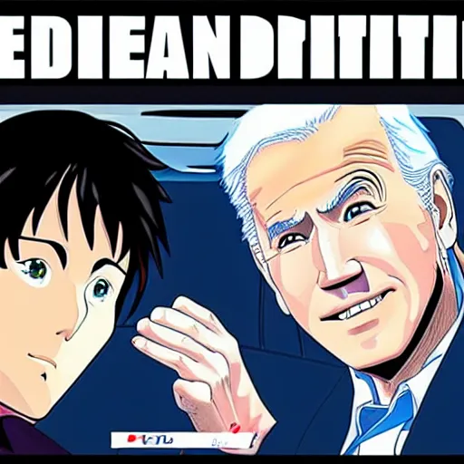 Image similar to biden initial d drift, anime