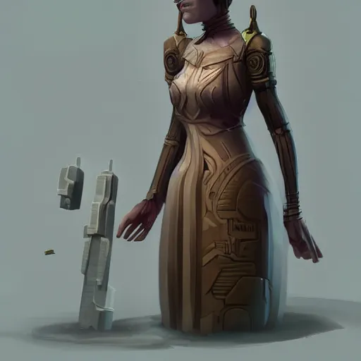 Prompt: armless woman, lacks hands, no upper limbs, ruler of a modern technocratic empire, concept art, digital illustration, detailed, artstation