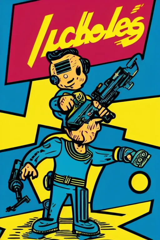 Image similar to fallout 7 6 retro futurist illustration art by butcher billy, sticker, colorful, illustration, highly detailed, simple, smooth and clean vector curves, no jagged lines, vector art, smooth andy warhol style