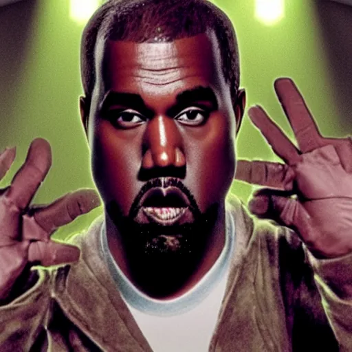 Image similar to kanye west as a ghostbuster in ghostbusters, splash art, movie still, cinematic lighting, dramatic, octane render, long lens, shallow depth of field, bokeh, anamorphic lens flare, 8 k, hyper detailed, 3 5 mm film grain