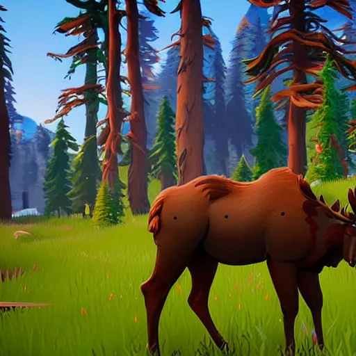 Prompt: a moose in Fortnite creative