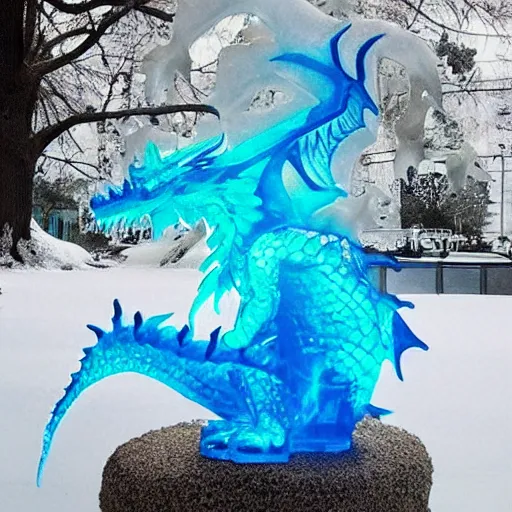 Image similar to “fire breathing dragon, ice sculpture”