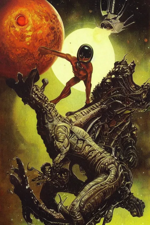 Image similar to extraterrestrial beast by wayne barlow, norman rockwell, boris vallejo