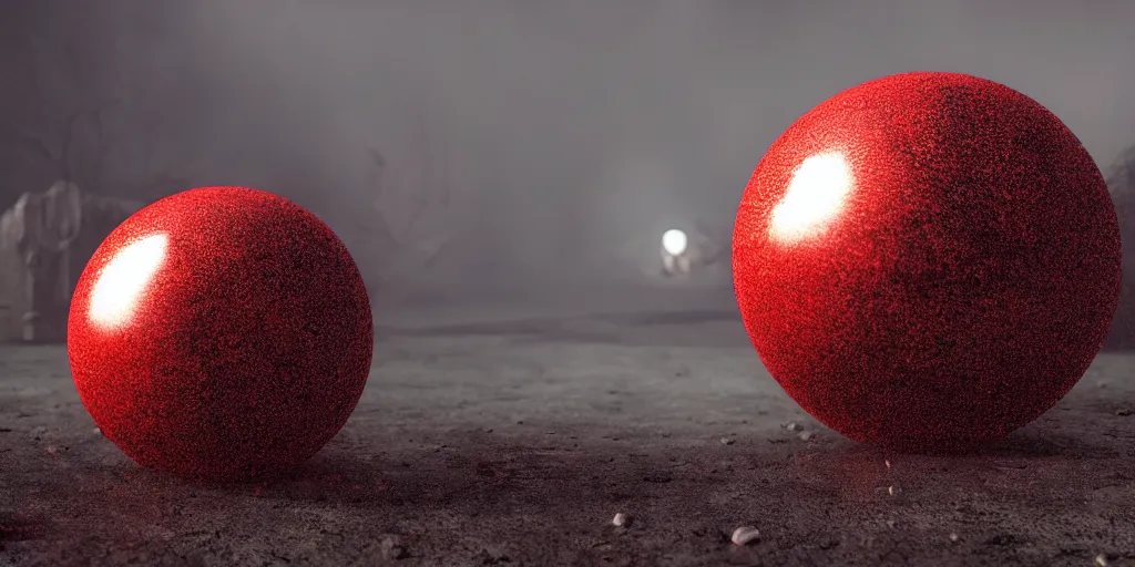 Prompt: spooky tiny red ball, realistic 4 k octane beautifully detailed render, 4 k post - processing, highly detailed, intricate complexity, epic composition, magical atmosphere, cinematic lighting, masterpiece, ultra hd