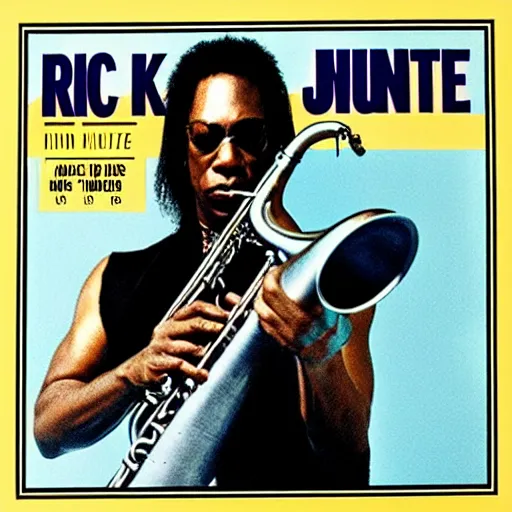 Image similar to Blue Note jazz album cover of Rick James playing the clarinet