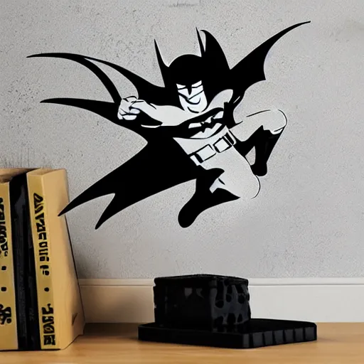 Image similar to die cut sticker of batman breakdancing, splatter paint