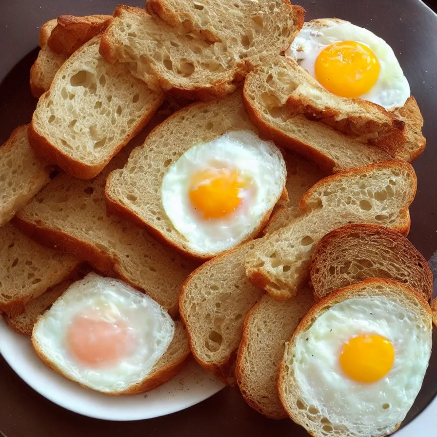 Prompt: “sunnyside fried eggs breakfast plate with bread”