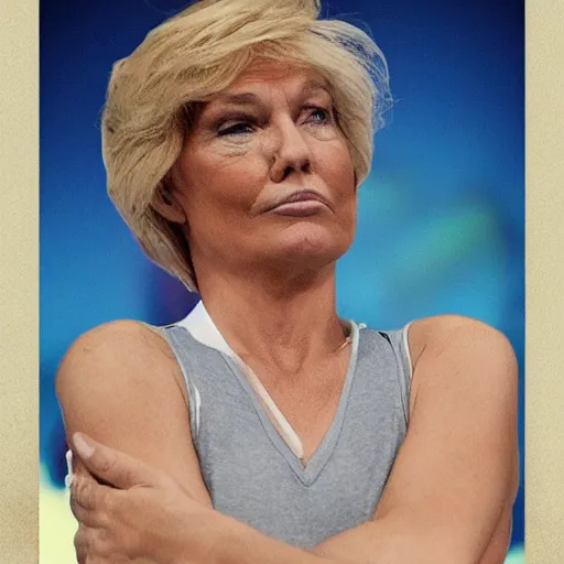 Image similar to Donald trump as a woman in a tank top