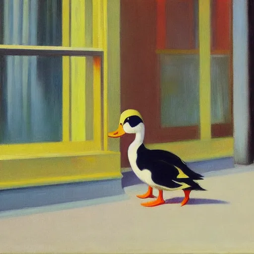 Image similar to a duck on the prowl oil painting Edward Hopper