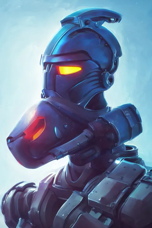 Image similar to epic mask helmet robot ninja portrait stylized as fornite style game design fanart by concept artist gervasio canda, behance hd by jesper ejsing, by rhads, makoto shinkai and lois van baarle, ilya kuvshinov, rossdraws global illumination radiating a glowing aura global illumination ray tracing hdr render in unreal engine 5