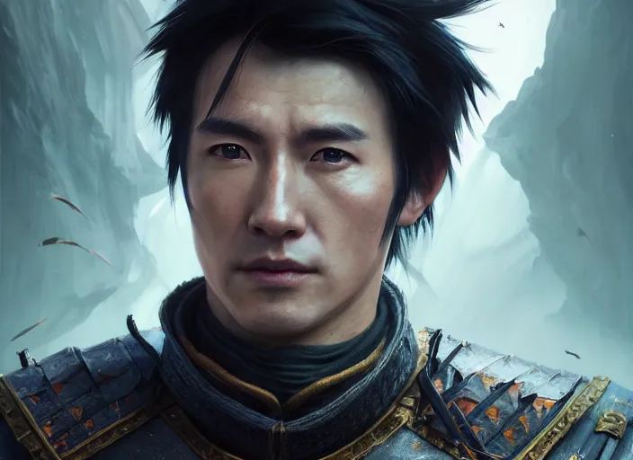 Image similar to highly detailed portrait of jin kazama, in skyrim, stephen bliss, 8 k, unreal engine, fantasy art by greg rutkowski, loish, rhads, ferdinand knab, makoto shinkai and lois van baarle, ilya kuvshinov, rossdraws, tom bagshaw, global illumination, radiant light, detailed and intricate environment