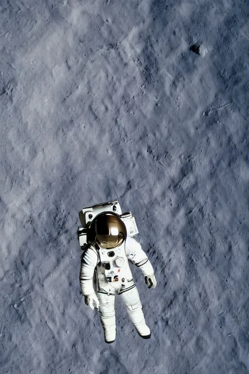 Image similar to a bottom view of a walking astronaut, low - angle view, photography, out - space background, cinematic lighting, 8 k