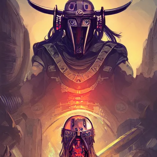 Image similar to cyberpunk viking helmet mask warrior goddess robot ninja fantasy, art gta 5 cover, official fanart behance hd artstation by jesper ejsing, by rhads, makoto shinkai and lois van baarle, ilya kuvshinov, ossdraws