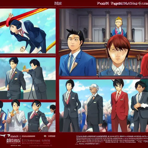 Image similar to phoenix wright on the supreme court, by hayao miyazaki and yusuke murata and makoto shinkai and ross tran, intricate detail, cinematic, 8 k, cel shaded, unreal engine, featured on artstation, pixiv