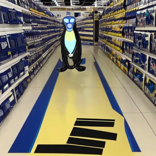 Prompt: alien found a best buy store