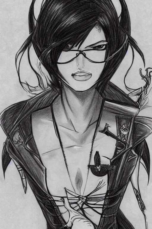 Image similar to Sketch of fully clothed Bayonetta! by Da Vinci