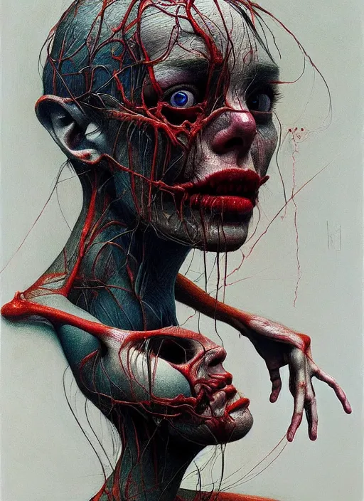 Image similar to there is ugliness in beauty, but there is also beauty in ugliness detailed painting inspired by beksinski and alex gray, accurate anatomy by jenny saville, edward hopper trending on artstation. 8 k