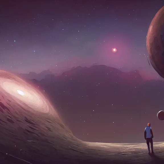 Image similar to a man searching the universe, highly detailed, digital painting, artstation, concept ar