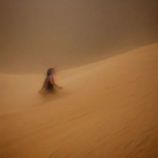 Image similar to genie demon in a sandstorm, grainy nature photograph