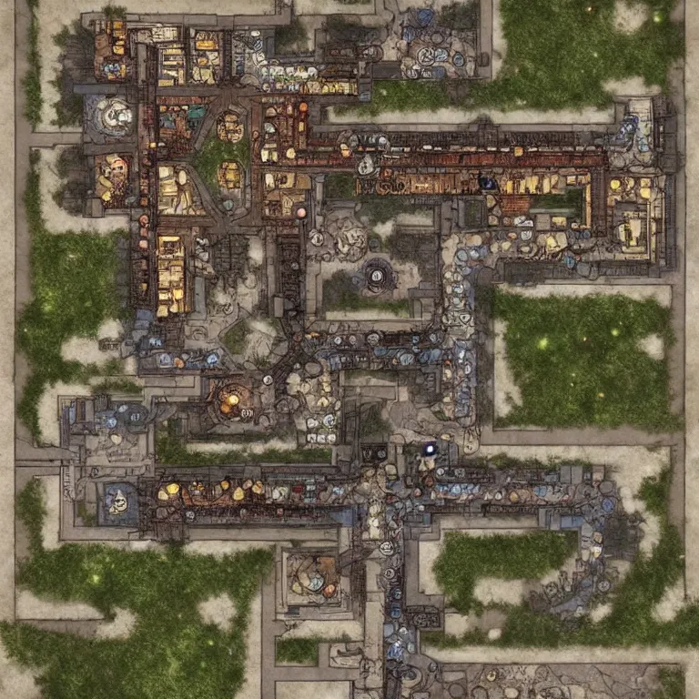 Image similar to full - color fantasy floor plan battle map of a market square, d & d, pathfinder, by jeff todd and greg rutkowski, trending on artstation, pinterest