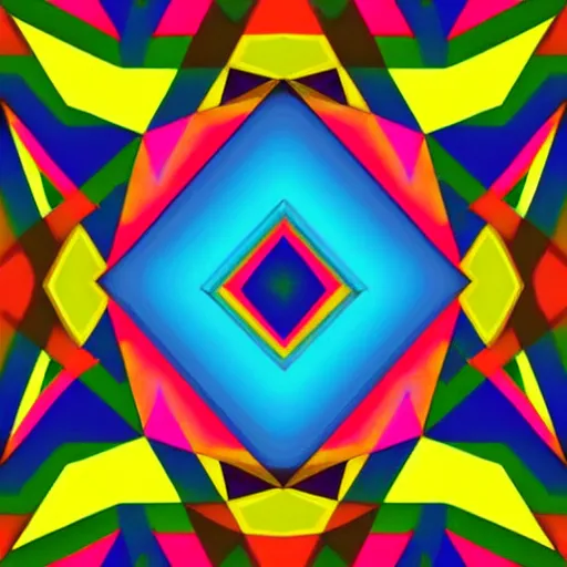 Prompt: triangle on the square, 2 d, psychedelic style, lsd, 6 0 ', funky