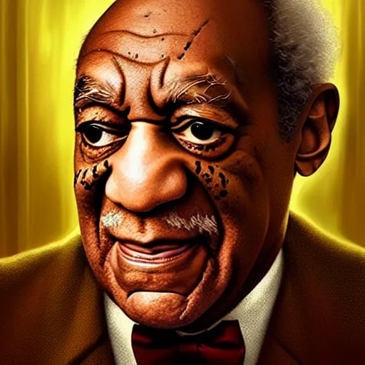 Image similar to Bill Cosby as Lloyd the Bartender in Stanley Kubrick's The Shining, closeup, D&D, fantasy, intricate, elegant, highly detailed, digital painting, artstation, concept art, matte, sharp focus, illustration, hearthstone, art by Artgerm and Greg Rutkowski and Alphonse Mucha