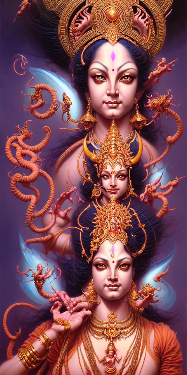 Image similar to beautiful hindu goddess fantasy character portrait, full figure, ultra realistic, intricate details, the fifth element artifacts, highly detailed by peter mohrbacher, hajime sorayama, wayne barlowe, boris vallejo, aaron horkey, gaston bussiere, craig mullins