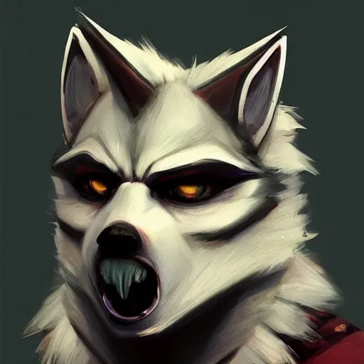 Prompt: Evil Whisper the Wolf (from sonic) , portrait artwork by Sergey Kolesov, arstation