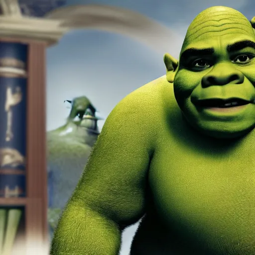 Prompt: movie still of Obama as Shrek