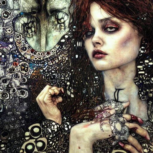 Image similar to deprived demon, intricate detail, klimt, royo, royo, whealan,