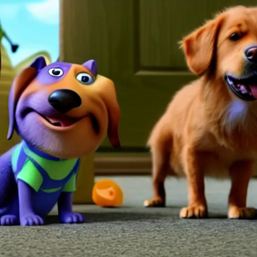 Image similar to a dog and a cat doing crimes, pixar, 8k