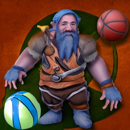 Image similar to fantasy dwarf with basketball skin