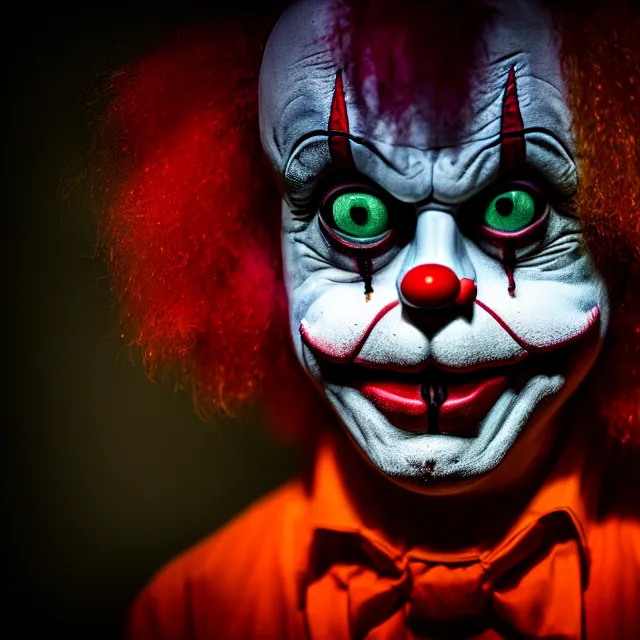 Image similar to creepy clown in your house at night, 8 k, hdr, smooth, award - winning photo