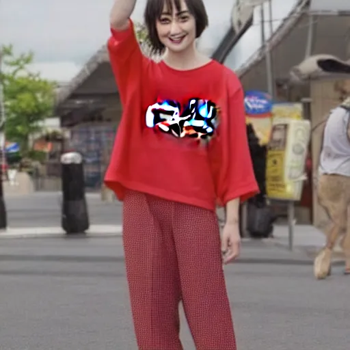 Prompt: suzu Hirose wearing a Coca Cola top