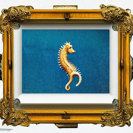 Image similar to norman rockwell digital art of a natural beautiful high-tech seahorse isolated on white background, but as a photograph, natural photorealistic award winning, national geographic