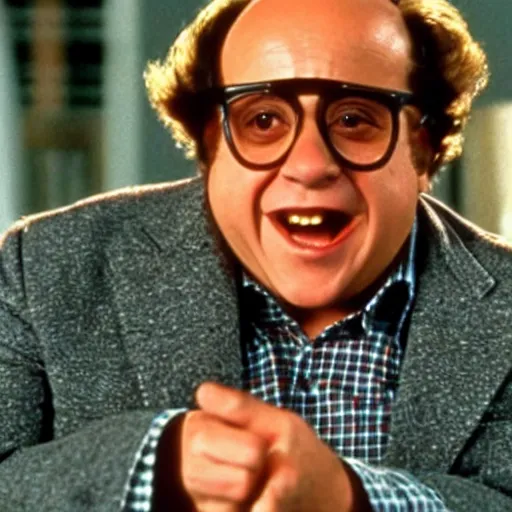 Image similar to A still of Danny Devito in Back to the Future (1985)