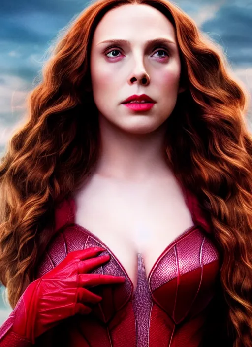 Prompt: full body portrait of the scarlet witch, beautiful, sensual, hyperrealistic, 8 k resolution