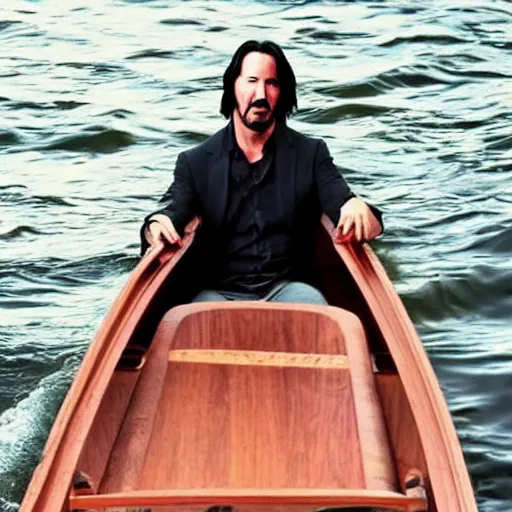 Image similar to Keanu Reeves as a canoe