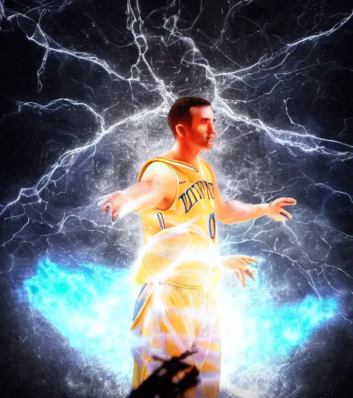 Image similar to portrait photography of mike krzyzewski as the god king emperor, blue devils, basketball, glowing, nimbus, volumetric light, unreal engine 5