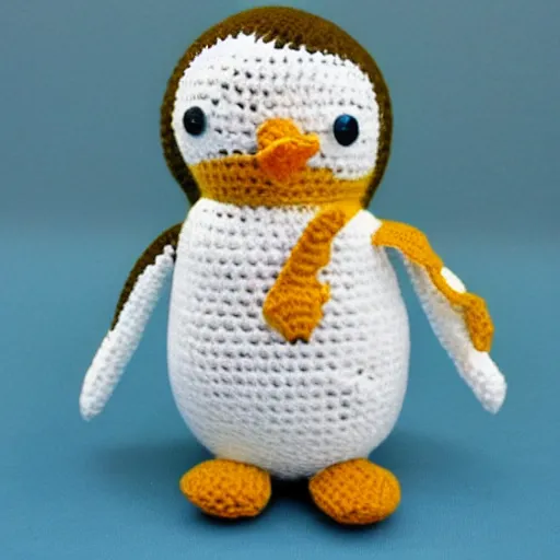 Image similar to crocheted penguin doll,