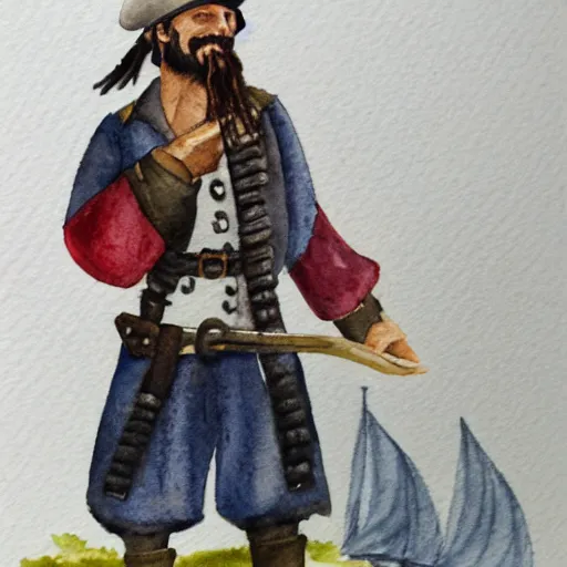 Image similar to watercolor painting of a pirate from the settlers of catan