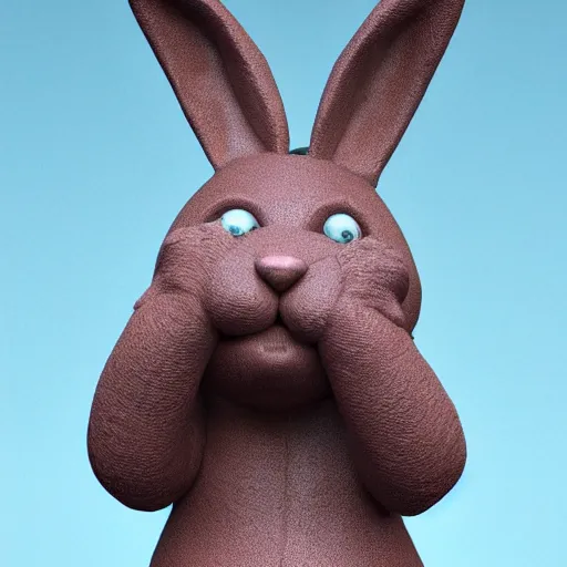 Prompt: an award winning clay sculpture of a funny bunny made by michelangelo, standing in times square, 3 d render, hyper detailed, sharp focus, 8 k resolution