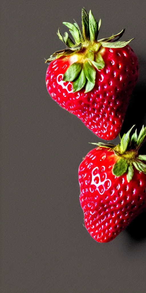 Image similar to a extreme macro photo of a strawberry, hyper realistic, hyper detailed, 35mm, very grainy film, pink volumetric studio lighting, bokeh, black background award winning shot, vogue magazine, cinematic, 8k, very closeup, elegant, tender, pastel W 1024