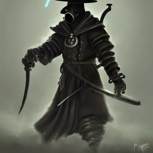 Image similar to plague doctor samurai, dynamic lighting, fantasy concept art, trending on art station, stunning visuals, creative, cinematic, ultra detailed, extreme detailed, 8 k, detailed