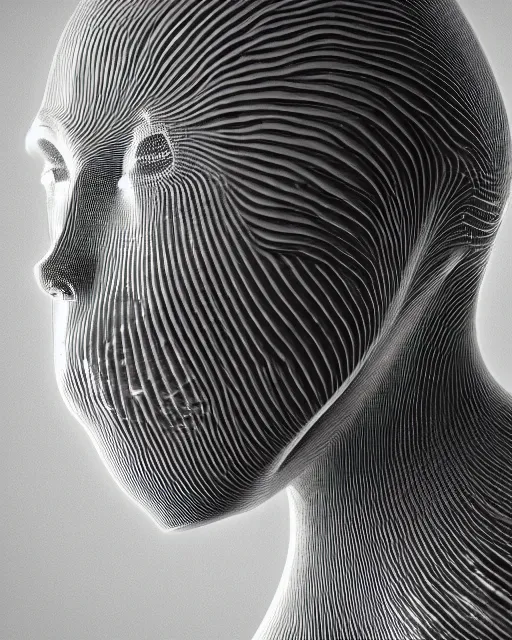 Image similar to mythical dreamy black and white organic bio-mechanical spinal ribbed profile face portrait detail of translucent steampunk beautiful female angelic-human-queen-vegetal-cyborg, highly detailed, intricate crystal jelly ornate, poetic, 3D render, digital art, octane render, 8K artistic photography, photo-realistic, by Dora Maar