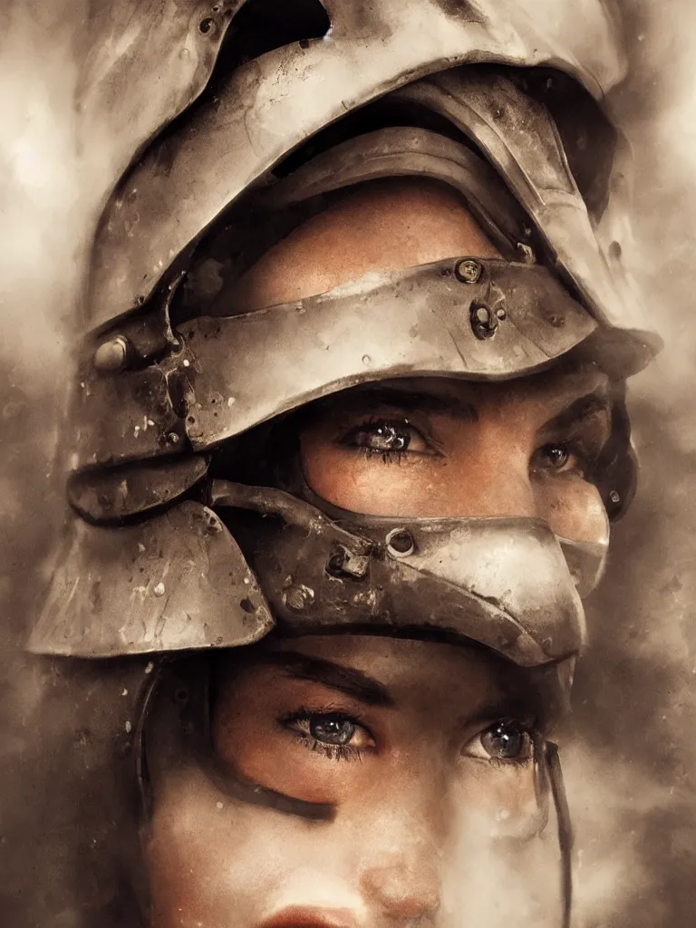 Image similar to intense close up portrait of beautiful woman fire fighter by disney concept artists, blunt borders, rule of thirds