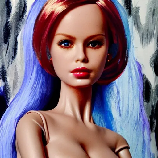 Prompt: detailed details photorealistic horror barbie doll in the style of bob peak and alex ross, gouache and wash paints color, detailed details facial and body and human and environments and proportionate, detailed 5 k details.