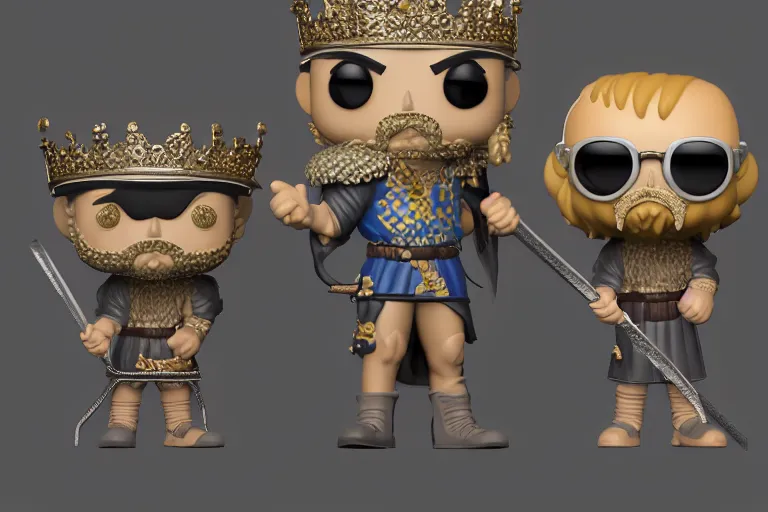 Image similar to an ultra detailed 3 d render of king richard the lionhearted as a funko pop, epic anime fantasy, 8 k, volumetric lighting, smooth, highly detailed, digital illustration, octane render, art by kentaro miura and akira toriyama and albert bierstadt and greg rutkowsi, artstation