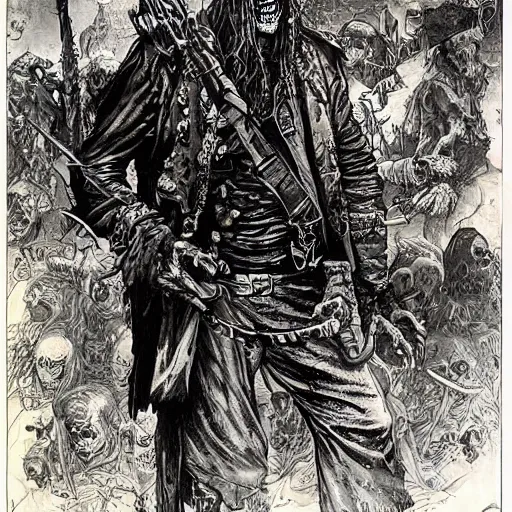 Image similar to zombie pirate by ed fairburn, joseph clement coll, franklin booth