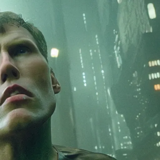 Image similar to Live Action Still of Jerma in Blade Runner (1982), real life, hyperrealistic, ultra realistic, realistic, highly detailed, epic, HD quality, 8k resolution, body and headshot, film still